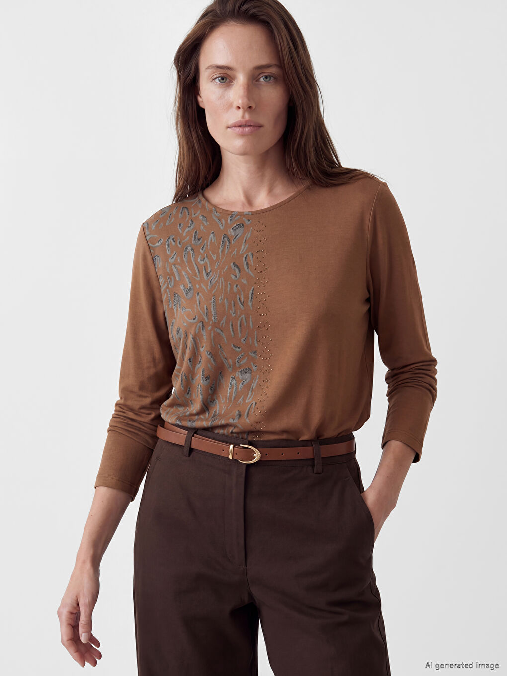 Bluza sa okruglim izrezom sa uzorkom