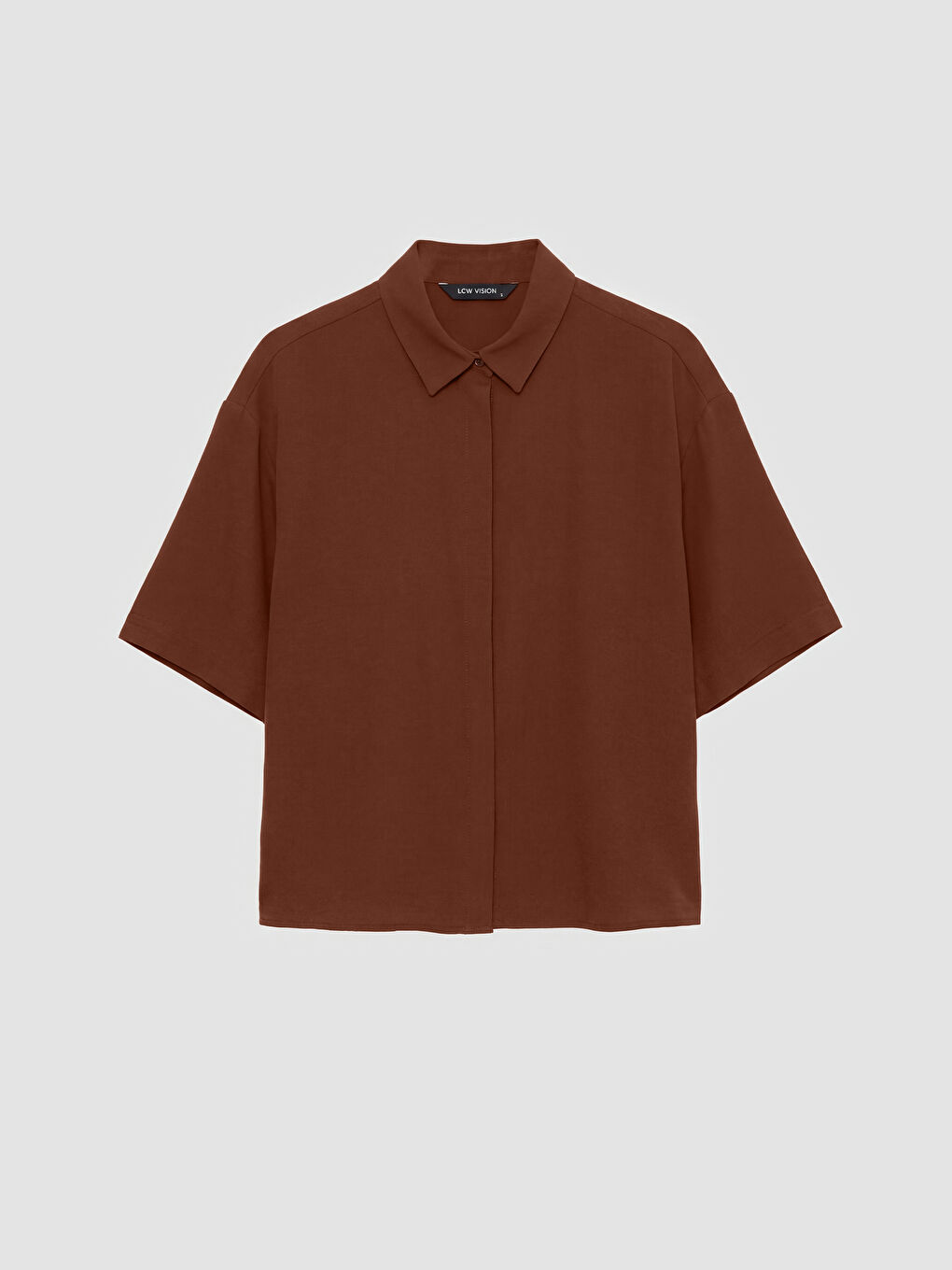 Kahverengi Oversize Krep Kadın Gömlek