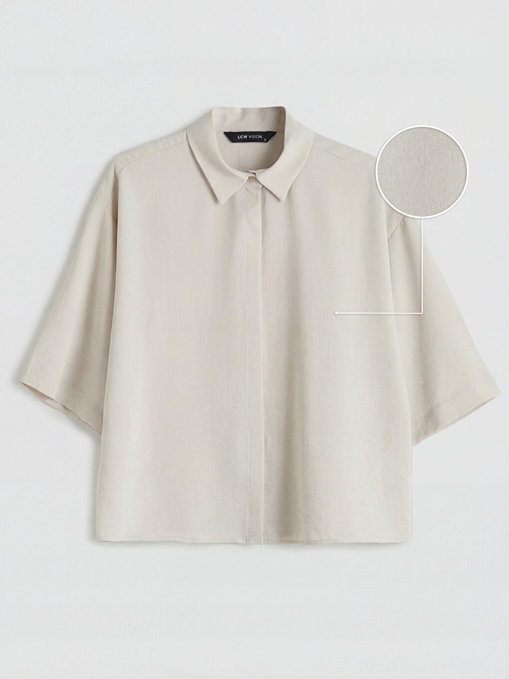 Bej Oversize Krep Kadın Gömlek