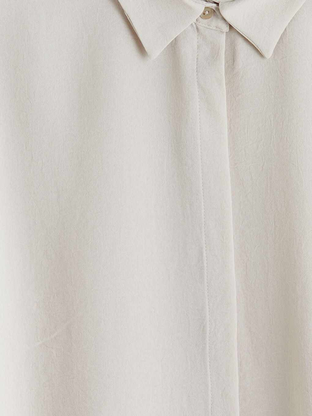 Bej Oversize Krep Kadın Gömlek-2