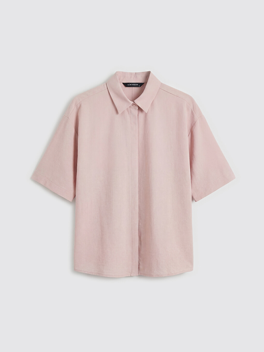 Pembe Oversize Krep Kadın Gömlek-4