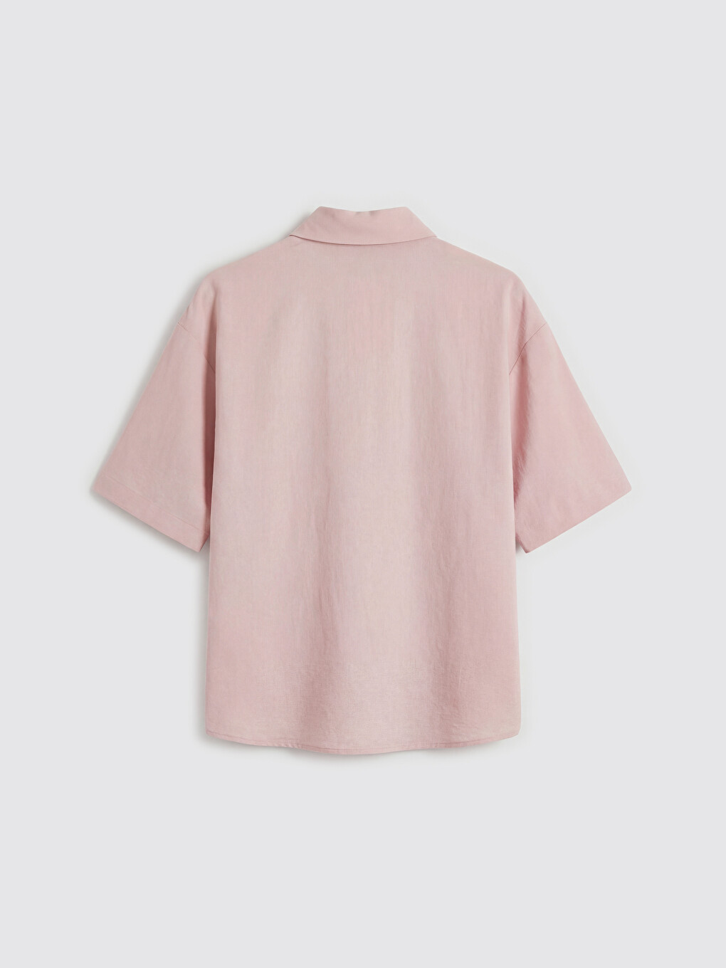 Pembe Oversize Krep Kadın Gömlek-5