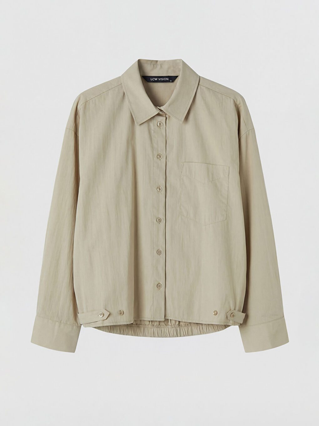 Bej Poplin Oversize Kadın Gömlek