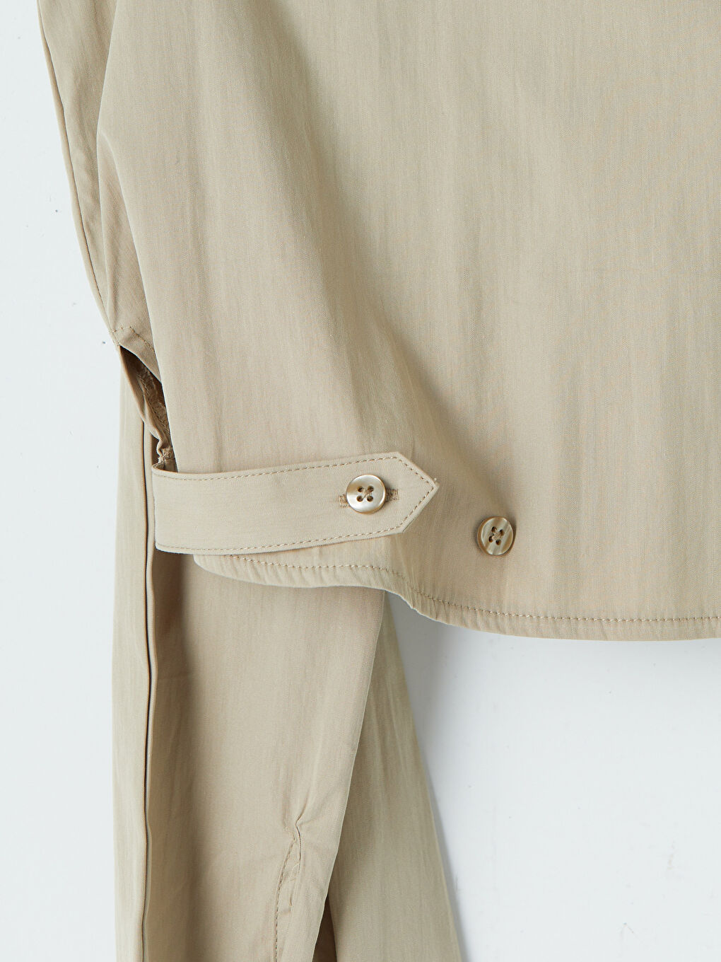 Bej Poplin Oversize Kadın Gömlek-3