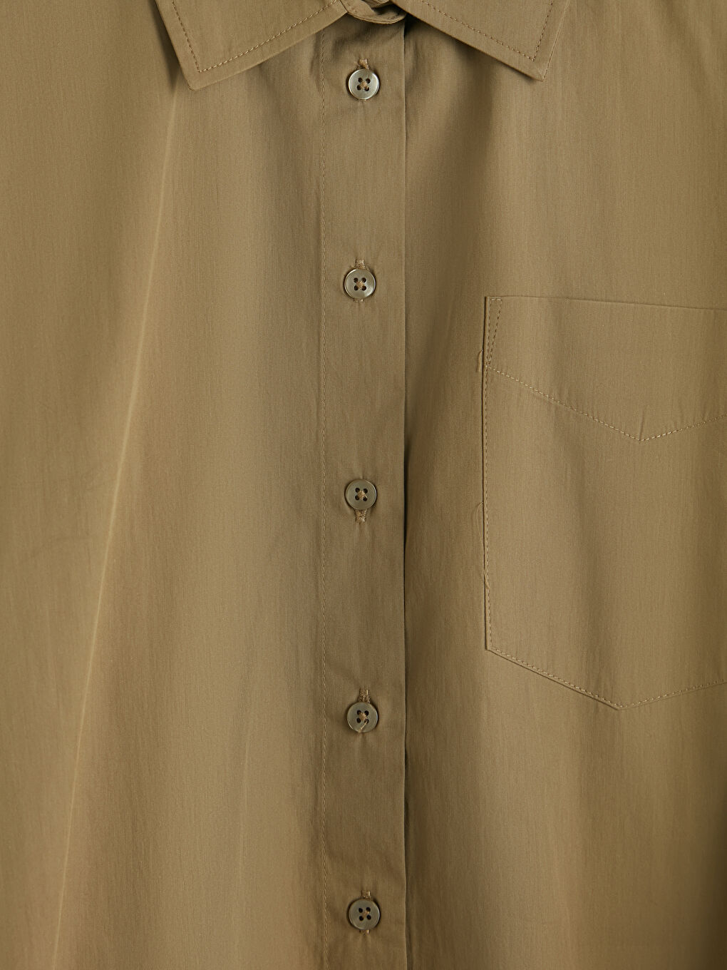 Yeşil Poplin Oversize Kadın Gömlek-2