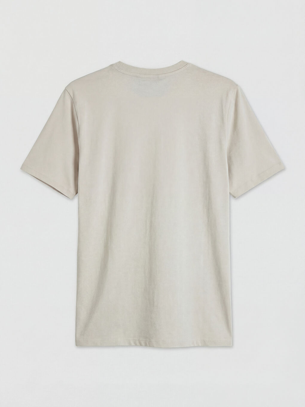 Bej Standart Fit Nakışlı Bisiklet Yaka Erkek Tişört-1