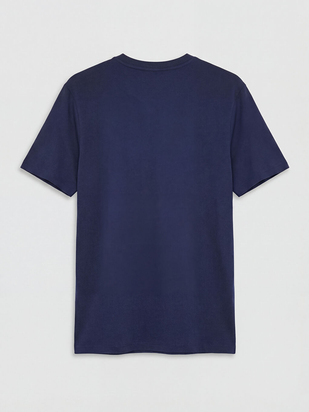 Lacivert Standart Fit Nakışlı Bisiklet Yaka Erkek Tişört-1