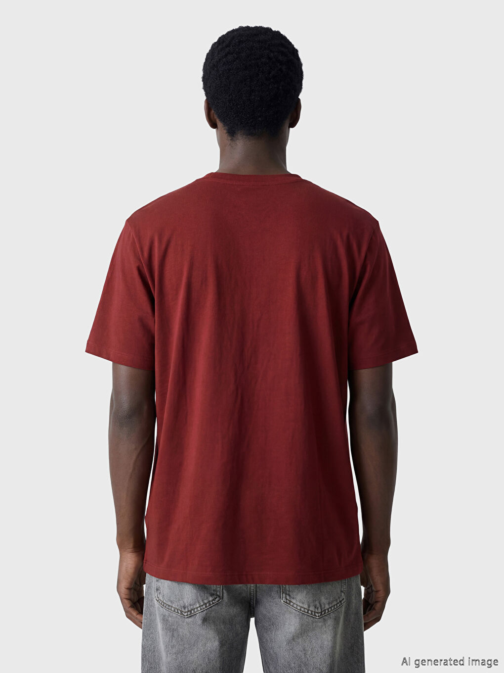 Bordo Bisiklet Yaka Ayı Teddy Nakışlı Erkek Tişört-3