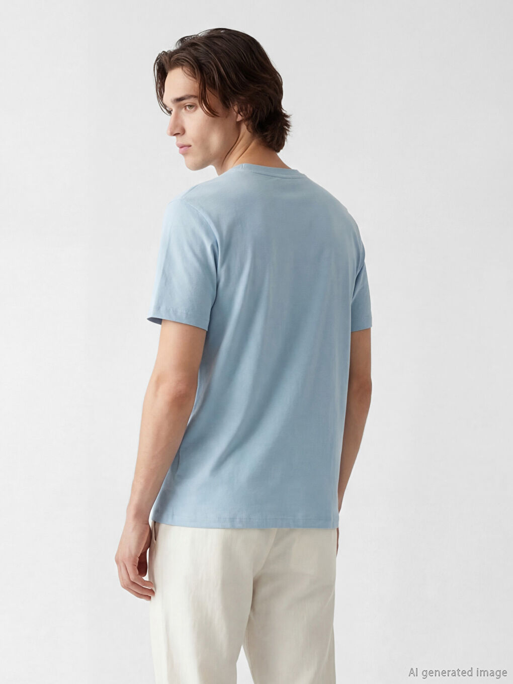 Mavi Bisiklet Yaka Baskılı Erkek Tişört-2