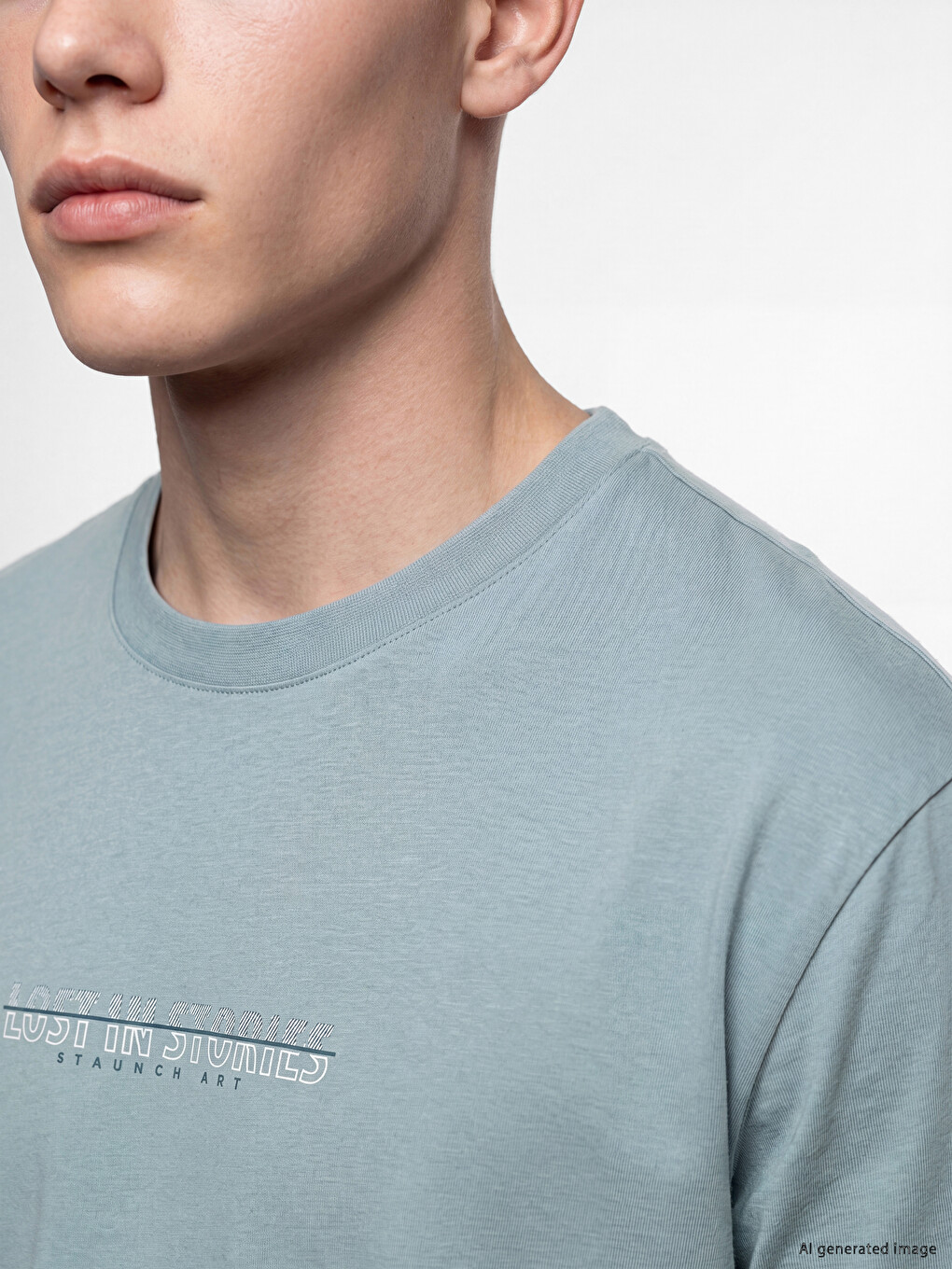 T-shirt I Stampuar Me Jakë Të Rrumbullakët Për Burra-2