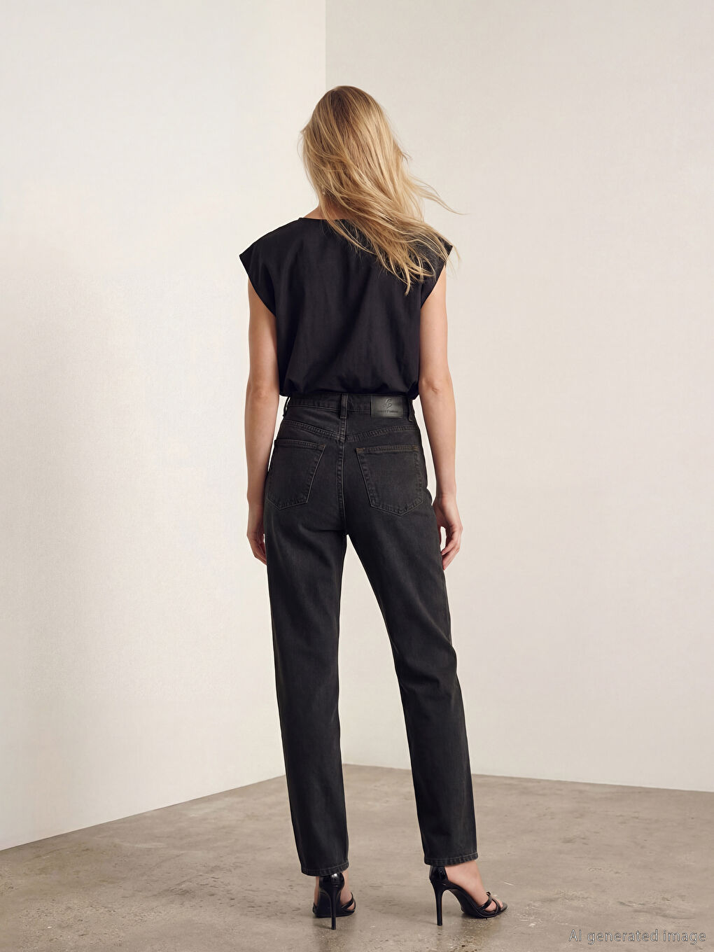 Siyah Straight Fit Yırtık Detaylı Kadın Jean Pantolon-2