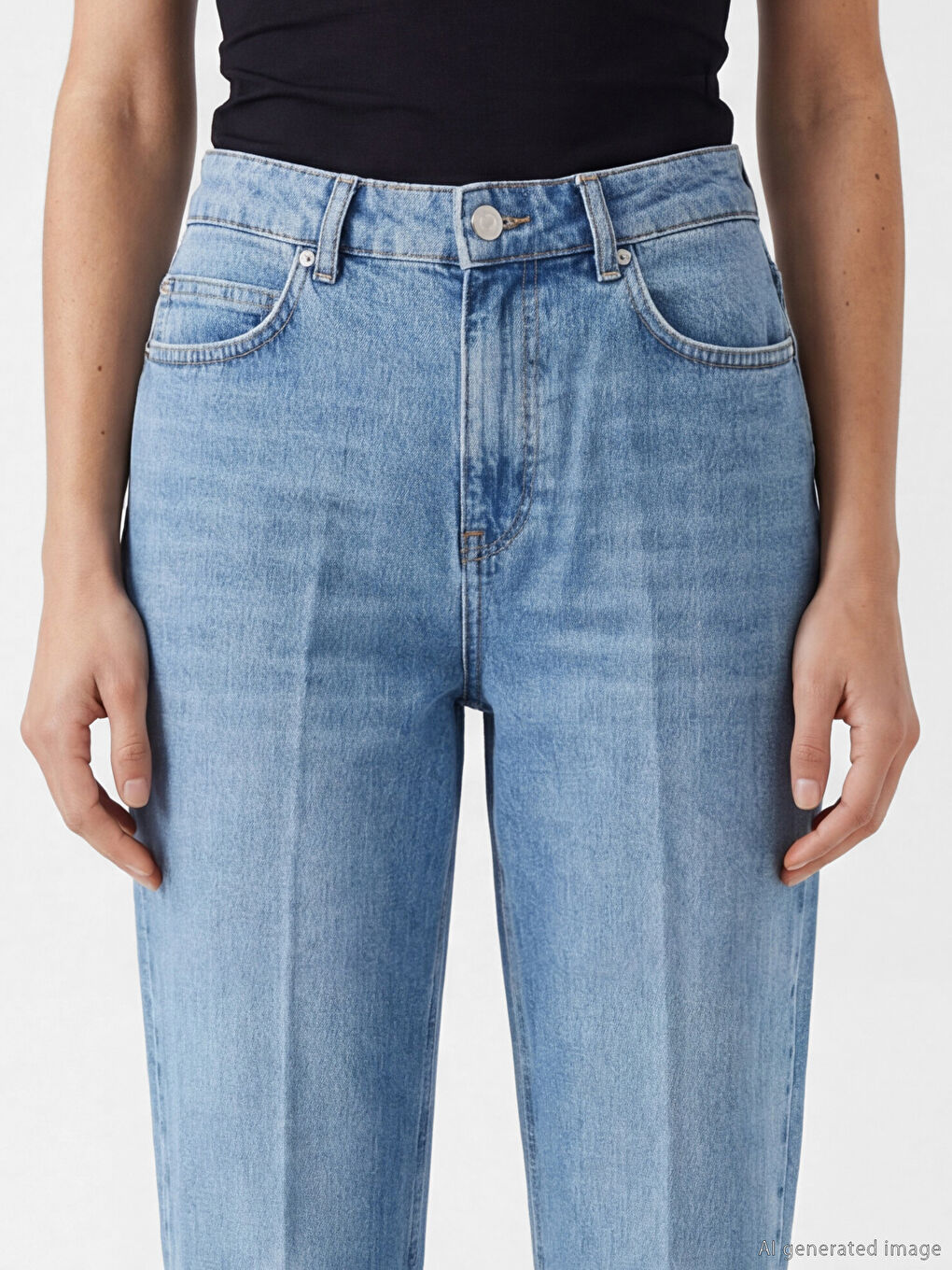 İndigo Yüksek Bel Barrel Fit Kadın Jean Pantolon-2