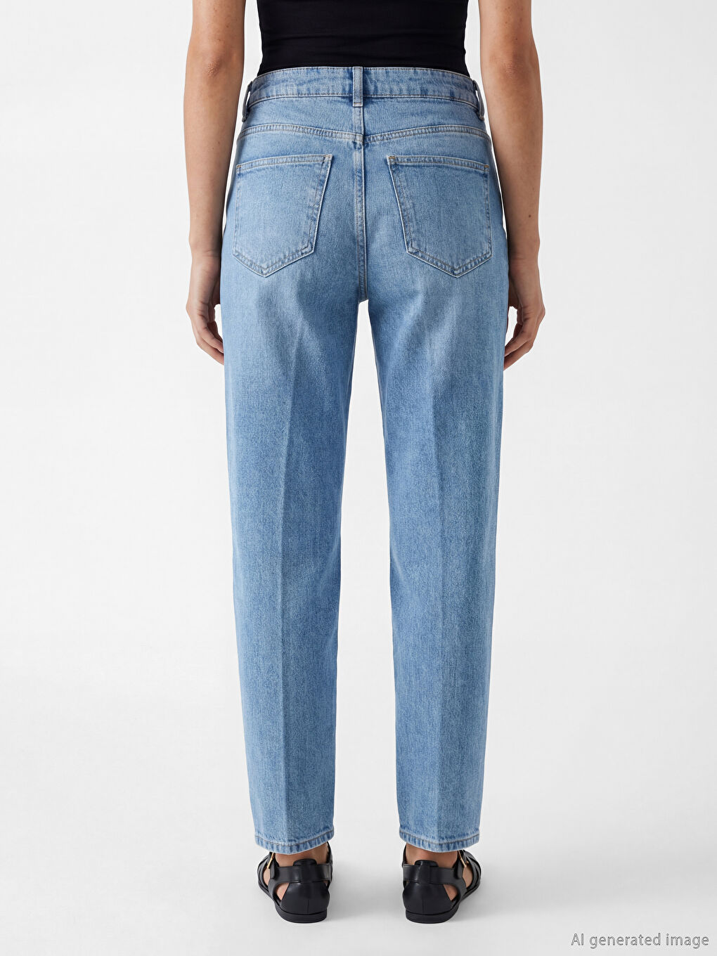 İndigo Yüksek Bel Barrel Fit Kadın Jean Pantolon-3