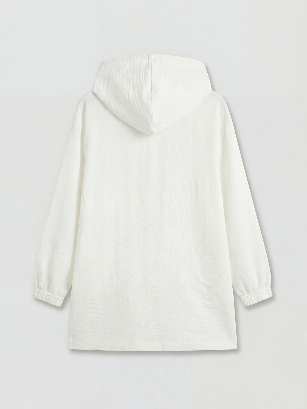 Ekru Kapüşonlu Kadın Fermuarlı Tunik-1