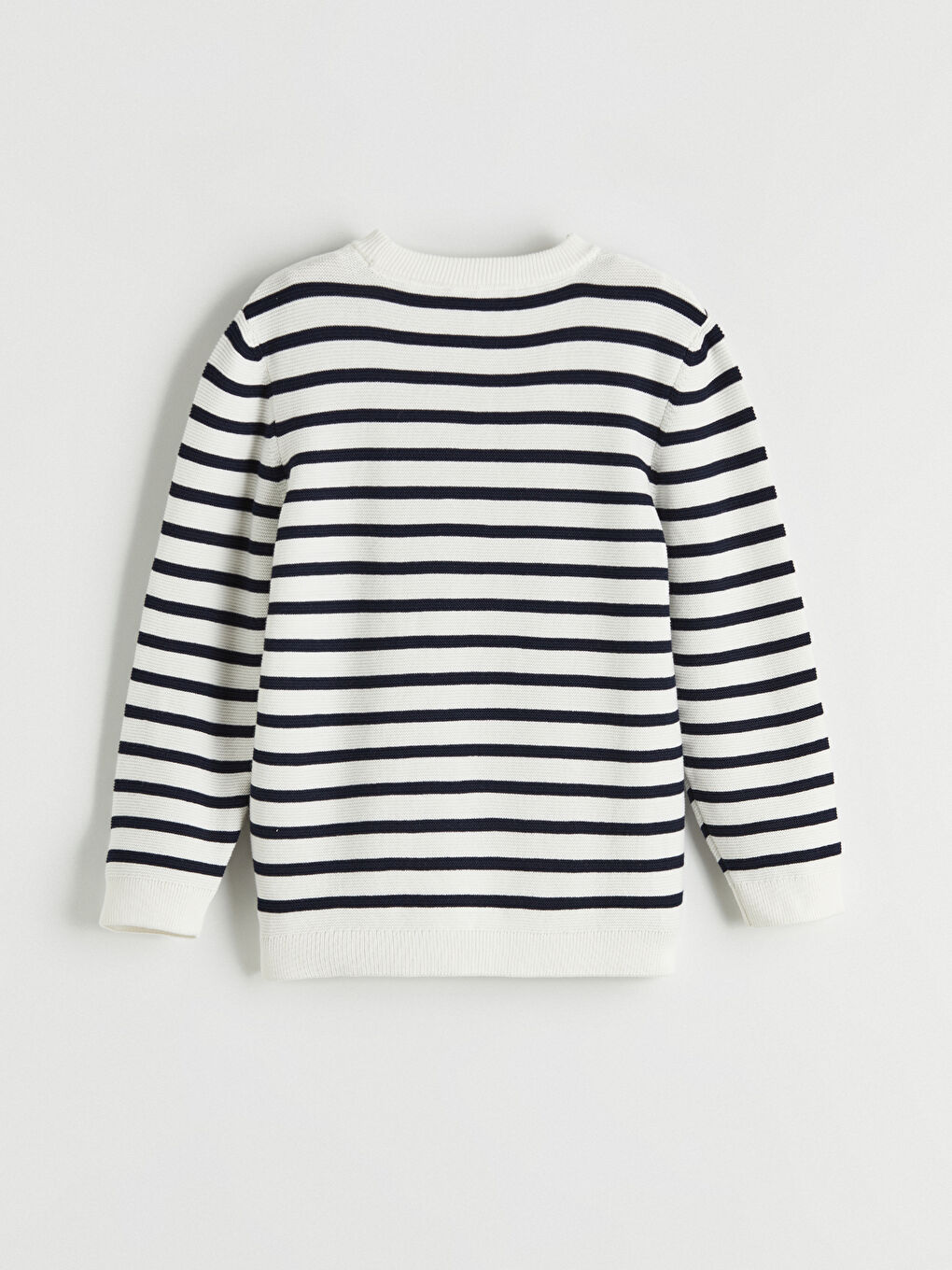 Lacivert Bisiklet Yaka Çizgili Erkek Çocuk Triko Kazak-2