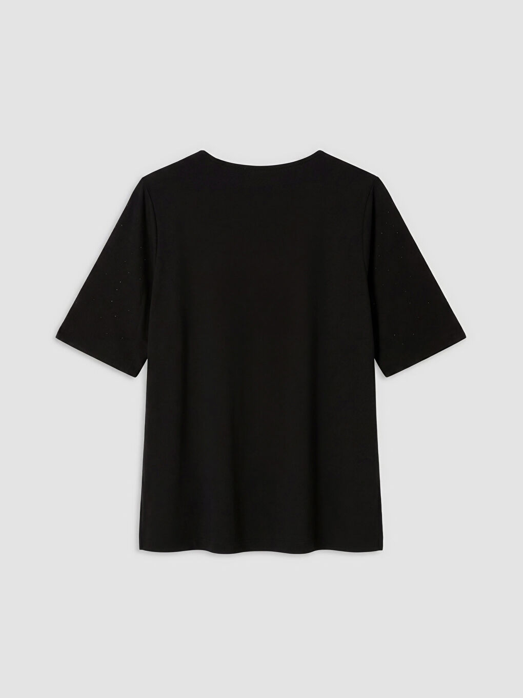 Siyah Bisiklet Yaka Taşlı Bluz-1