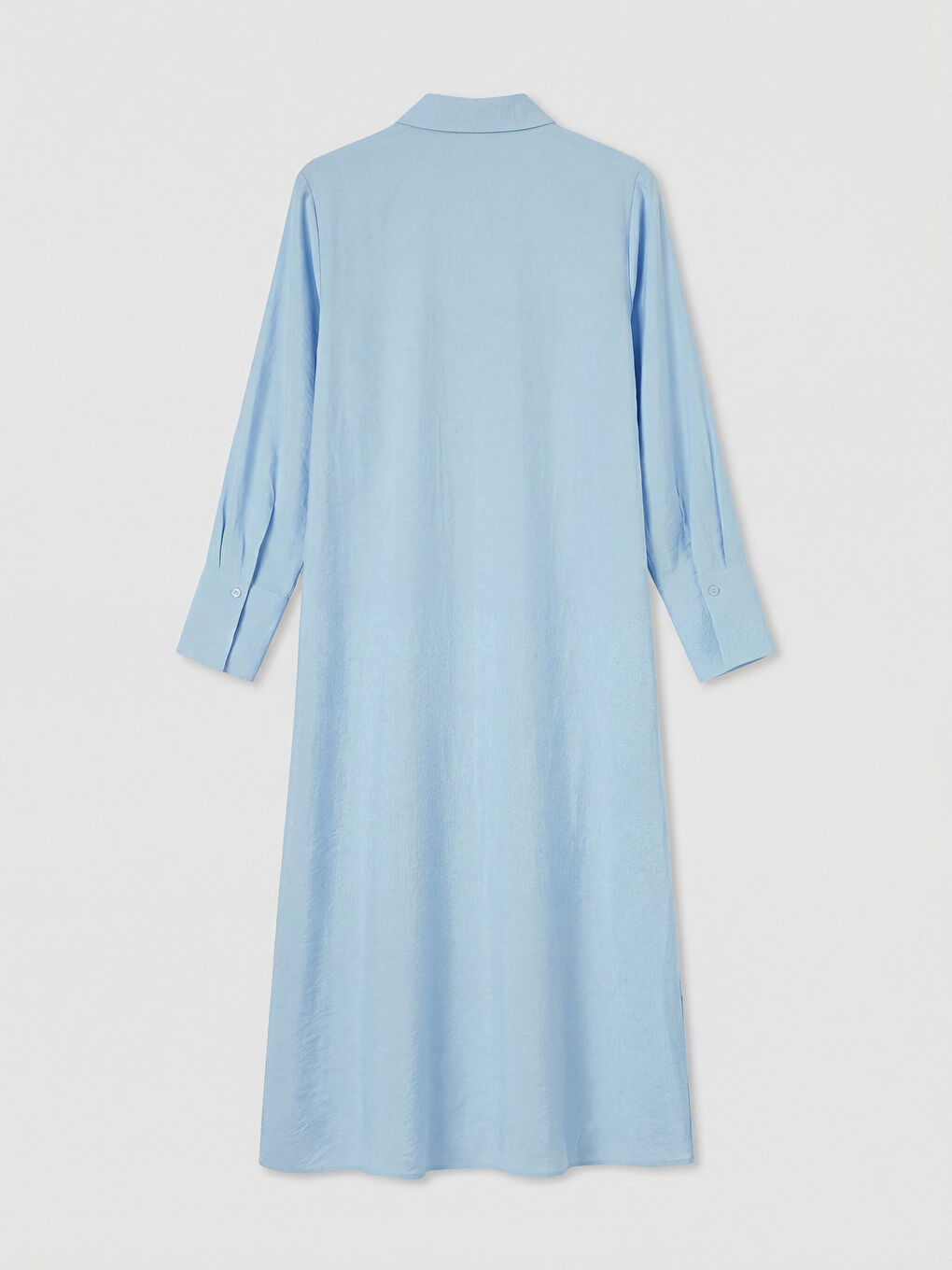 Mavi Beli Bağlamalı Gömlek Elbise-1