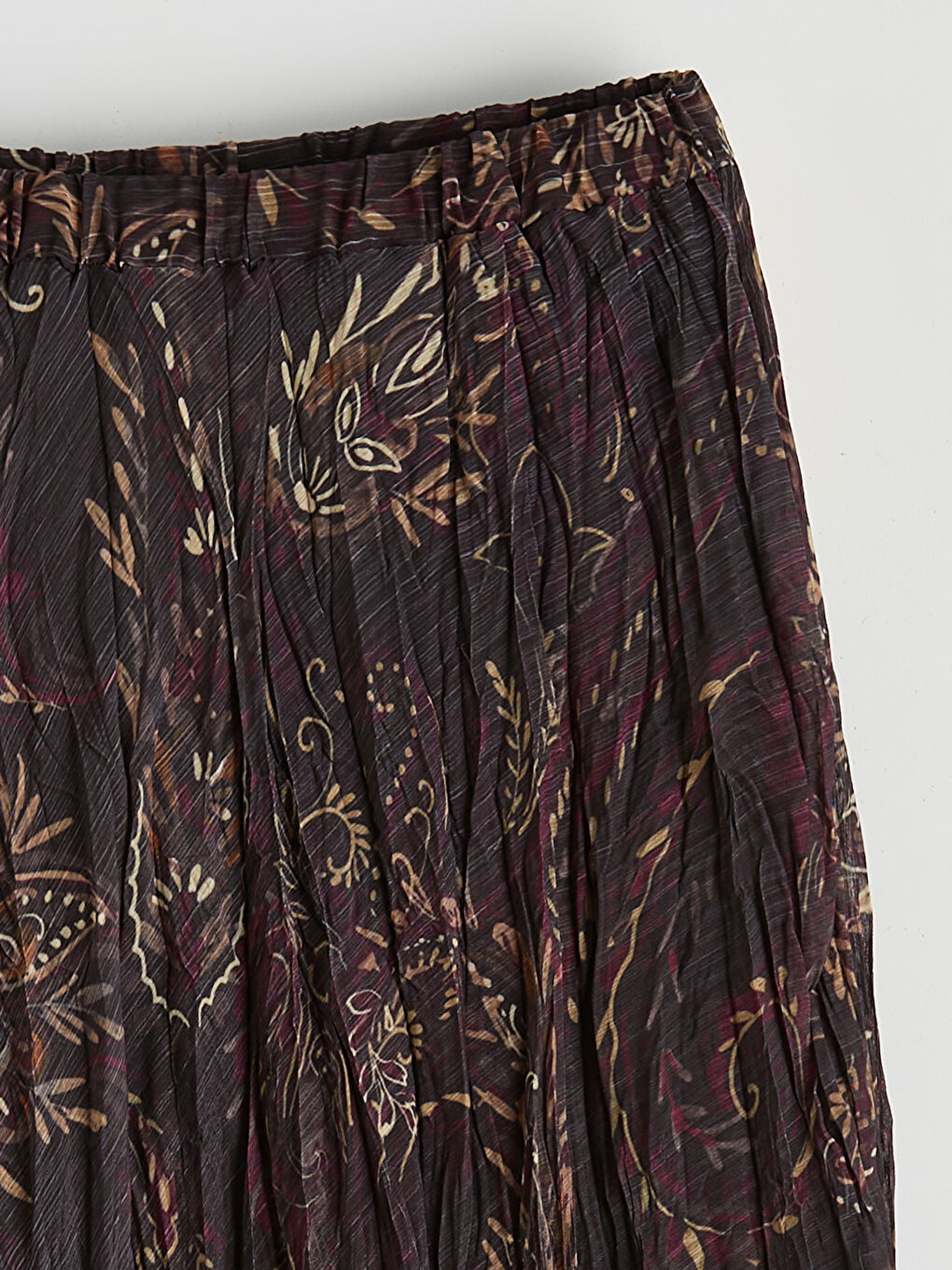 Karışık Beli Lastikli Desenli Pileli Etek-1