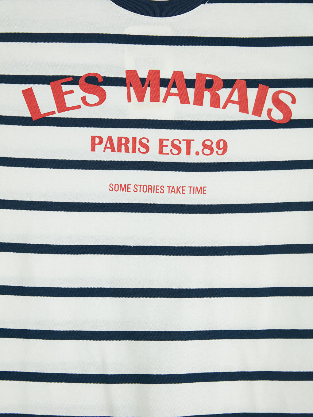 Lacivert Bisiklet Yaka Çizgili Kadın Tişört-6