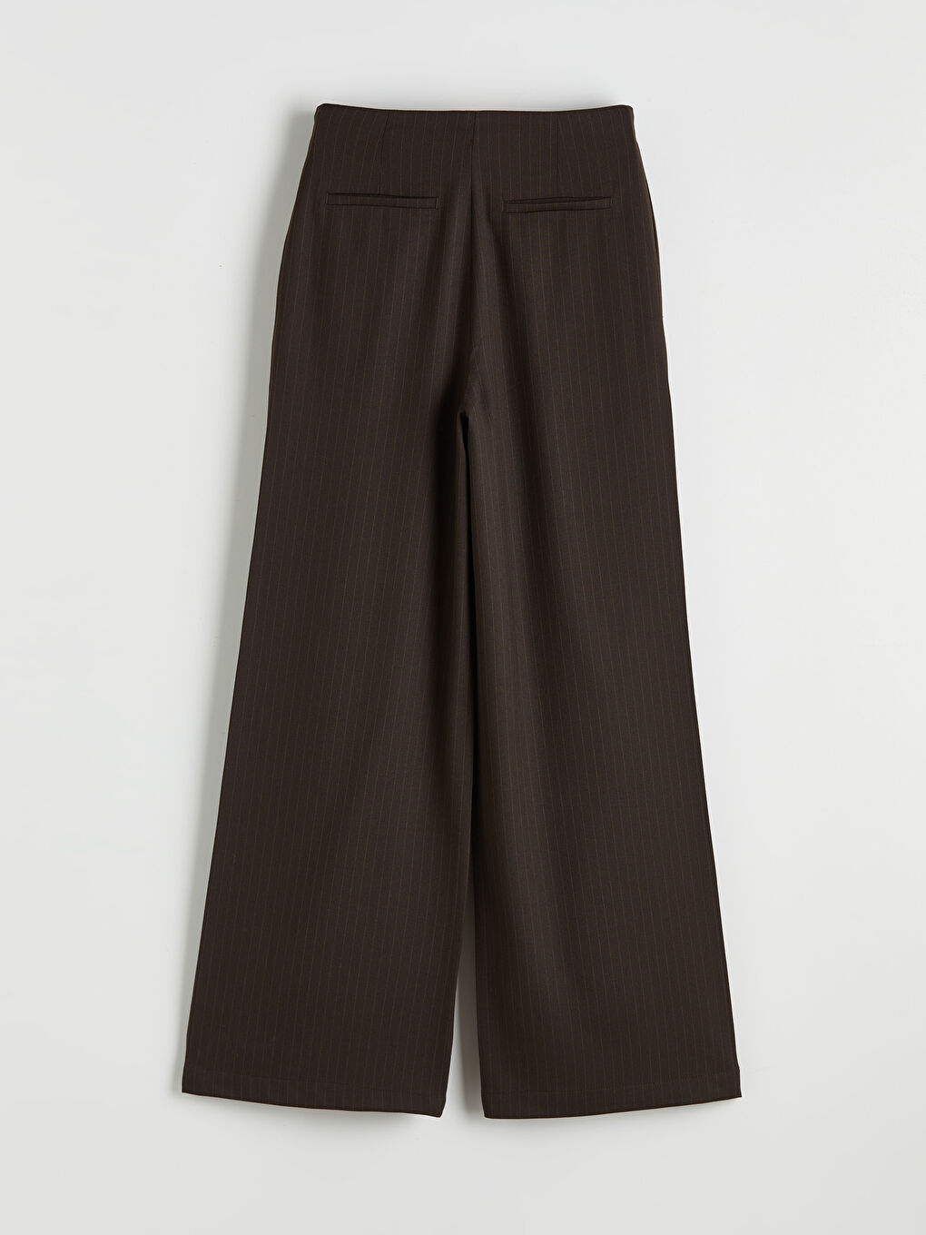 Kahverengi Yüksek Bel Geniş Paça Pileli Kadın Kumaş Pantolon-5