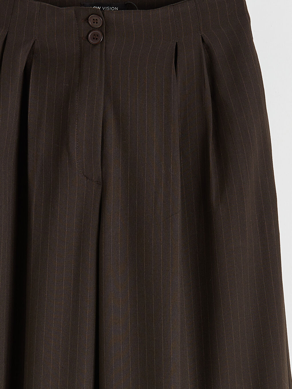 Kahverengi Yüksek Bel Geniş Paça Pileli Kadın Kumaş Pantolon-6