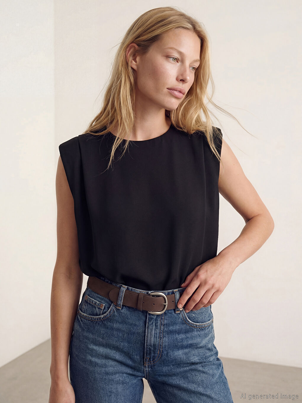 Siyah Bisiklet Yaka Bluz