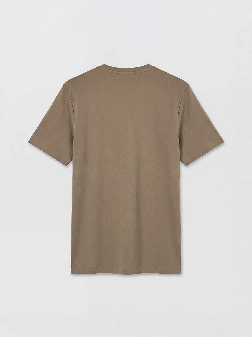 Kahverengi Standart Fit Bisiklet Yaka Nakışlı Erkek Tişört-1