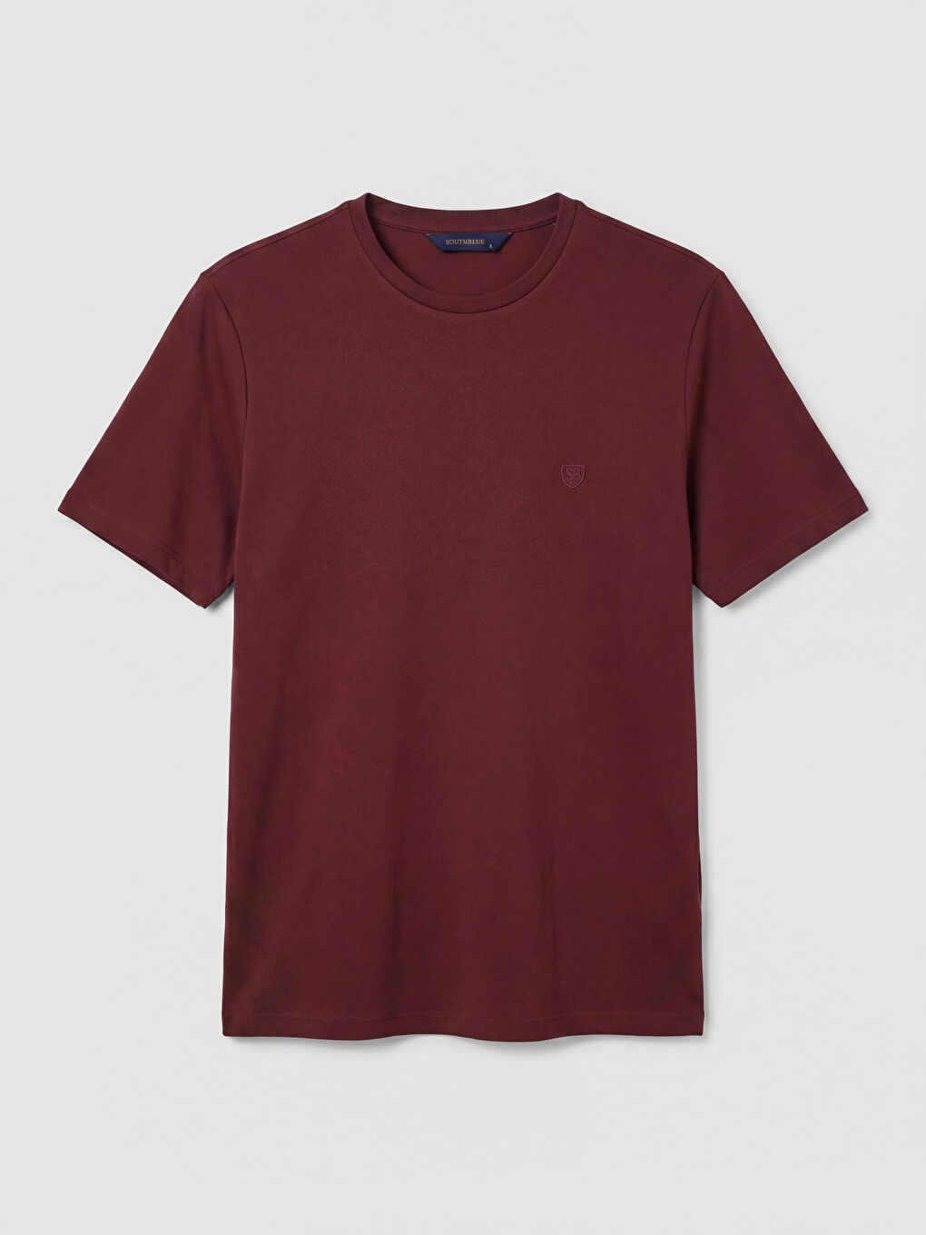 Bordo Bisiklet Yaka Nakışlı Erkek Tişört