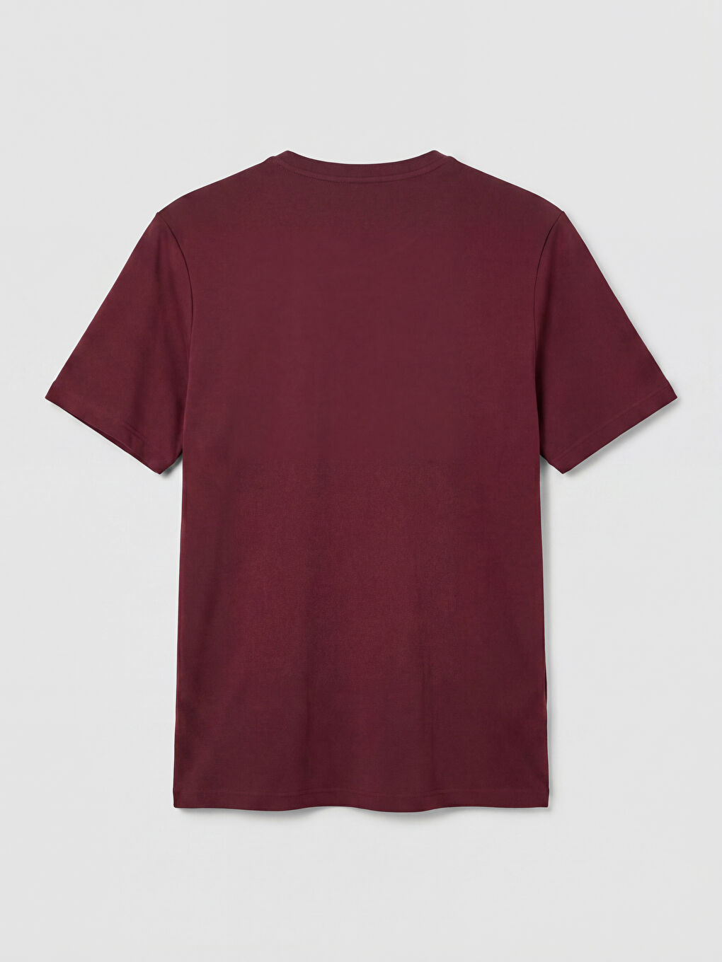 Bordo Bisiklet Yaka Nakışlı Erkek Tişört-1