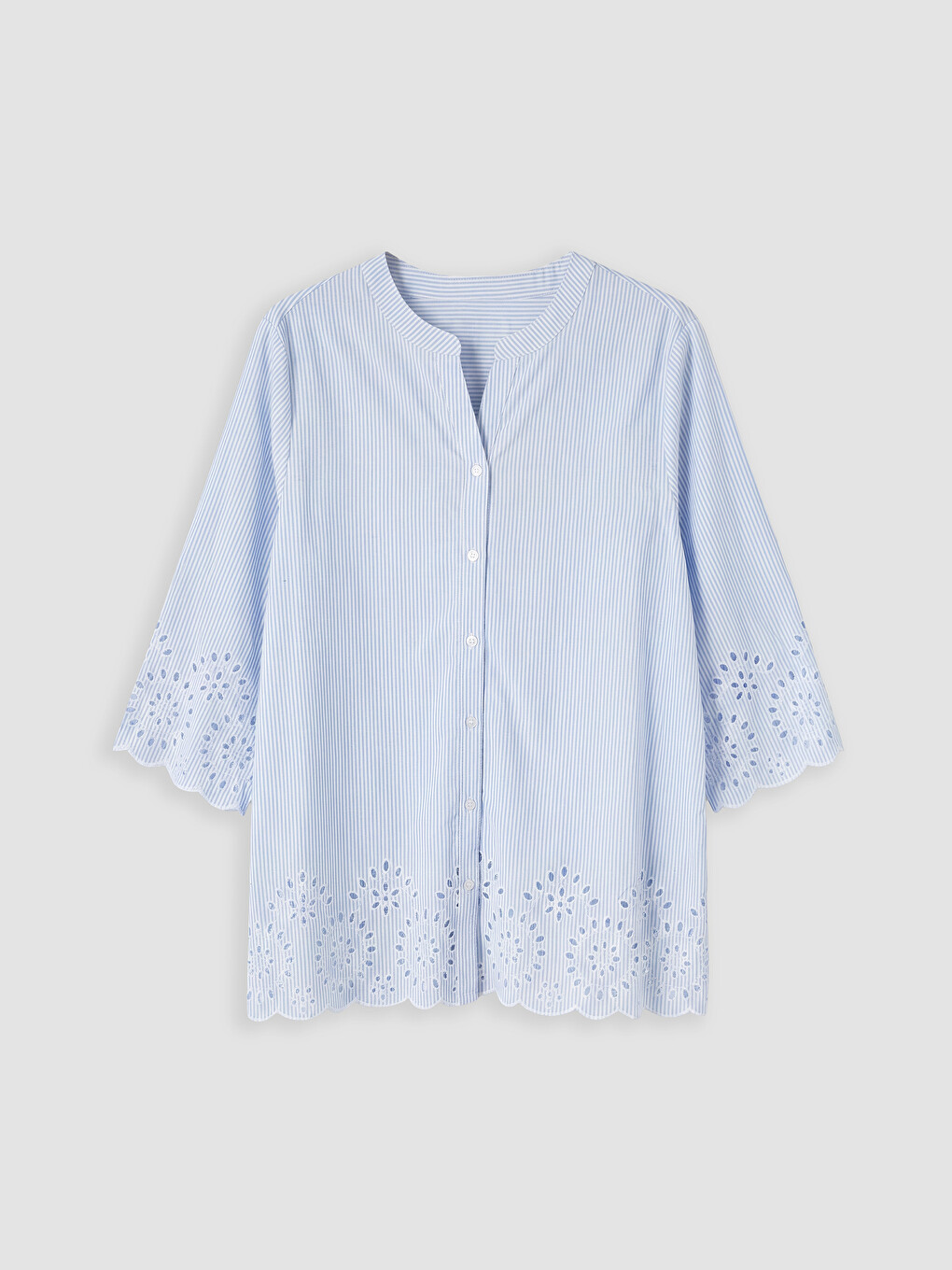 Notch Neck Floral Embroidered Detail Blouse-4