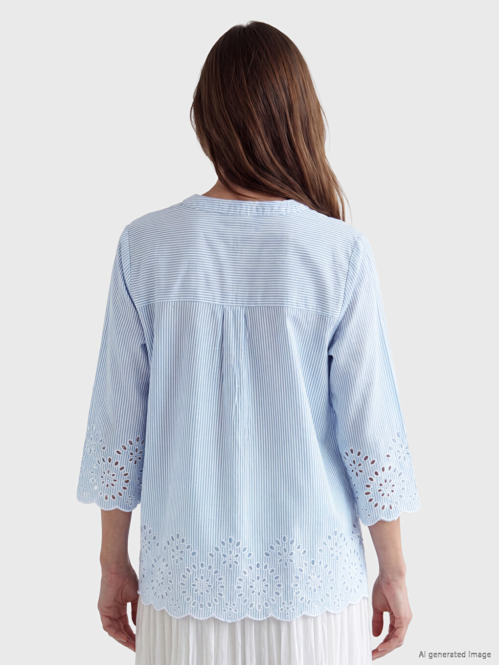 Notch Neck Floral Embroidered Detail Blouse-3