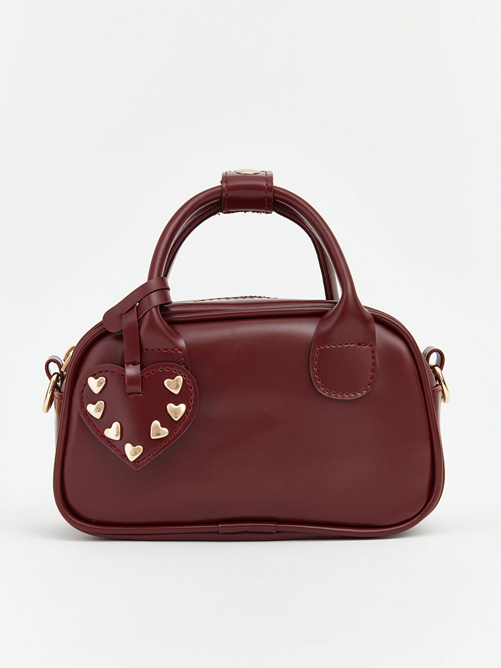 Bordo Kalp Aksesuarlı Kız Çocuk Omuz Çantası