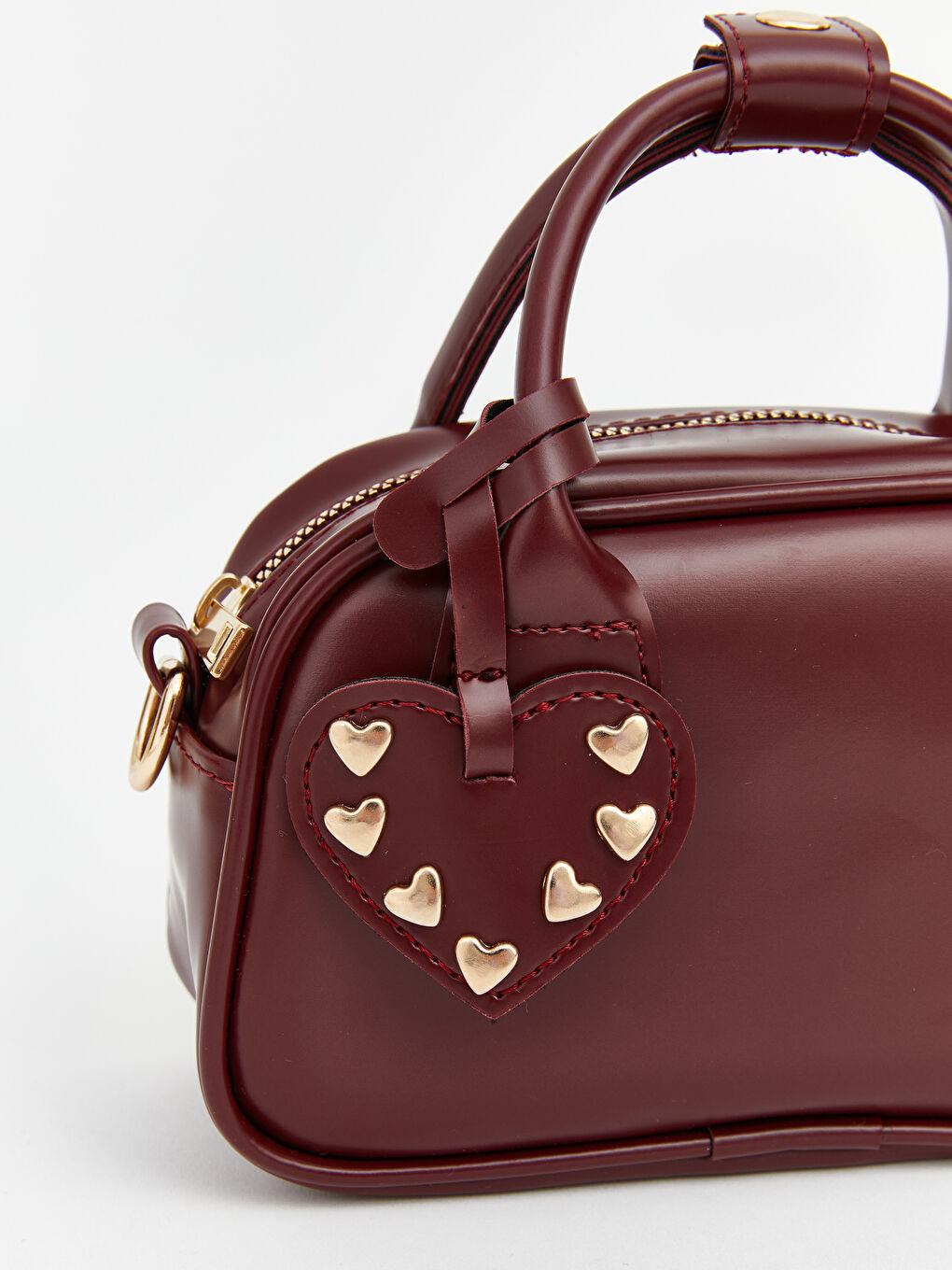 Bordo Kalp Aksesuarlı Kız Çocuk Omuz Çantası-2