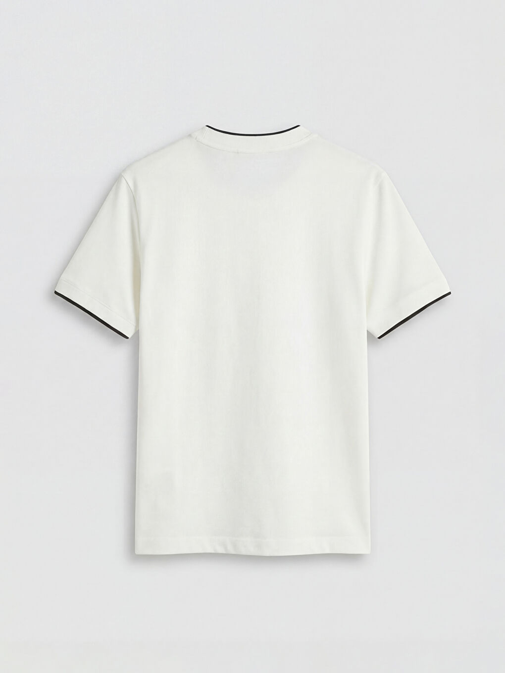 Beyaz Bisiklet Yaka Nakışlı Erkek Tişört-5