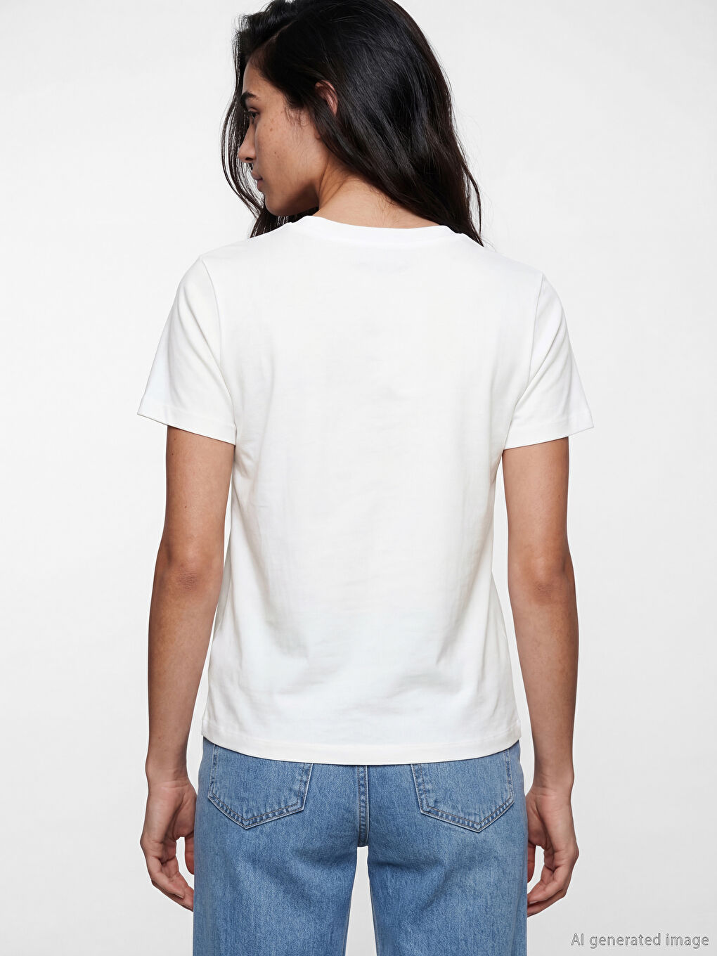 Beyaz Bisiklet Yaka Lisbon Baskılı Kadın Tişört-3