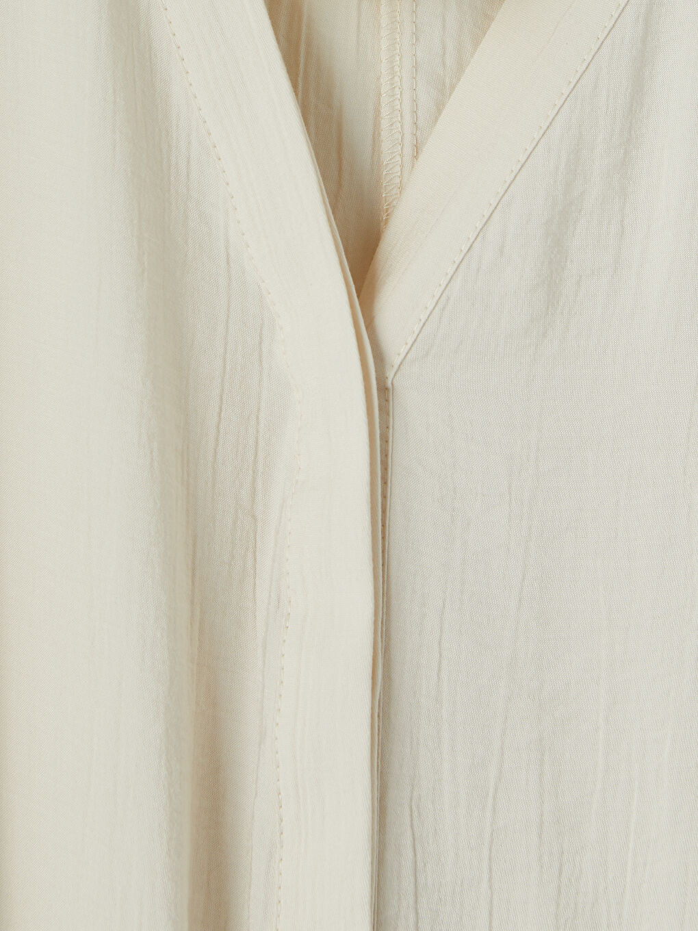 Ekru V Yaka Beli Kuşaklı Dokulu Elbise-2