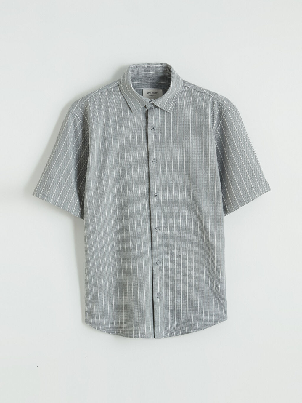 Gri Regular Fit Çizgili Erkek Gömlek-4