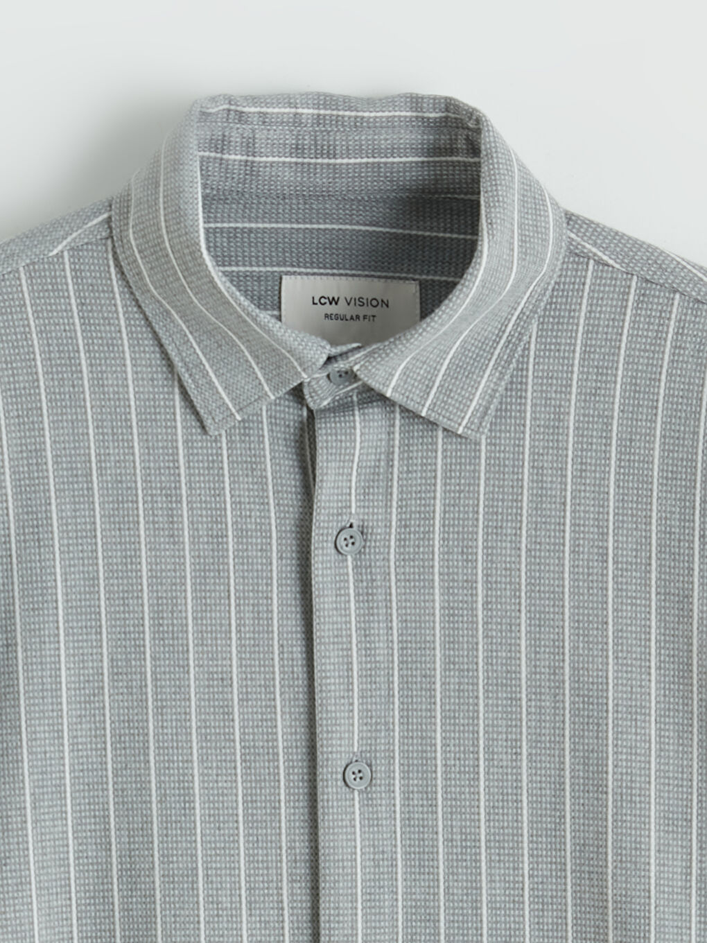 Gri Regular Fit Çizgili Erkek Gömlek-5