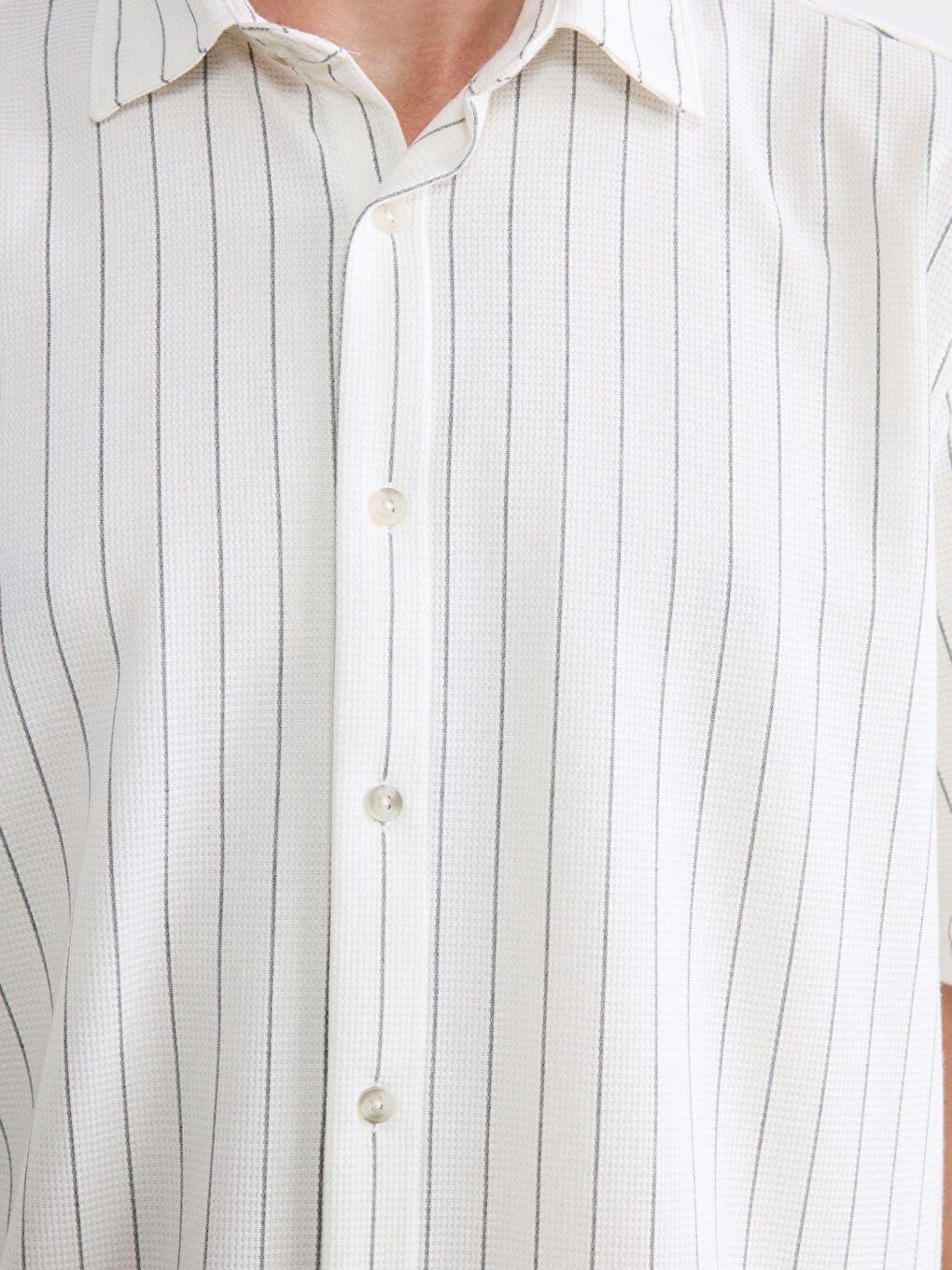Ekru Regular Fit Çizgili Erkek Gömlek-2