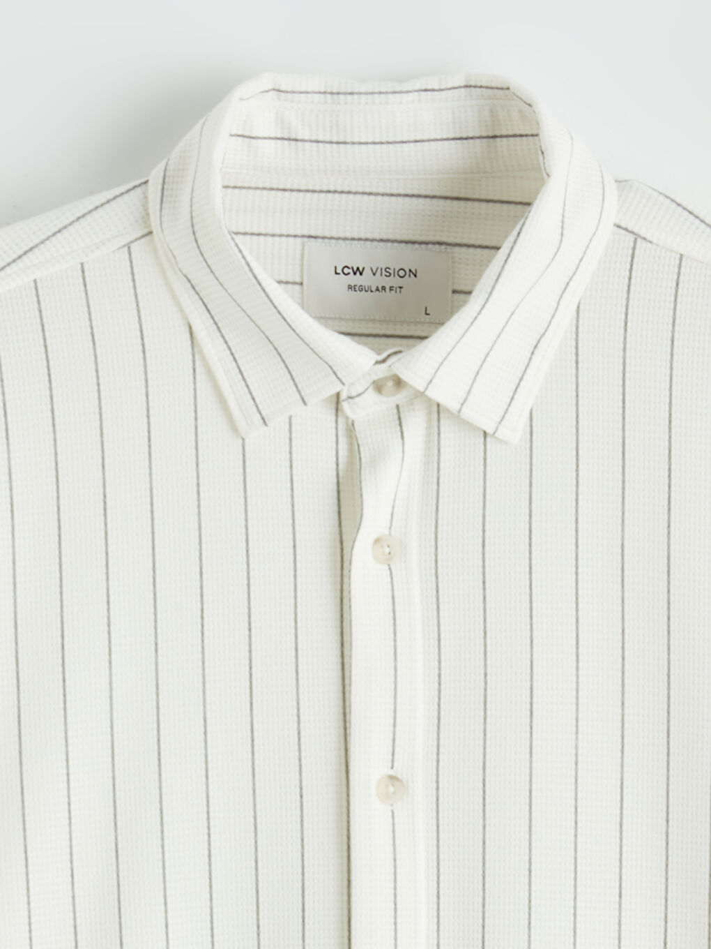 Ekru Regular Fit Çizgili Erkek Gömlek-5