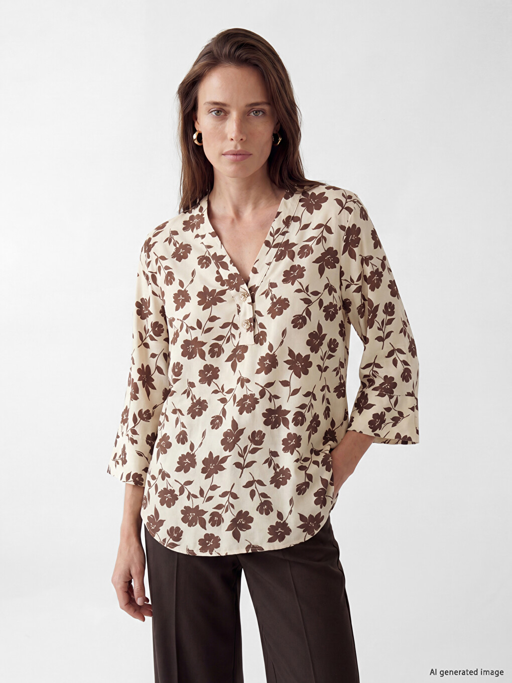 V Neck Floral Blouse
