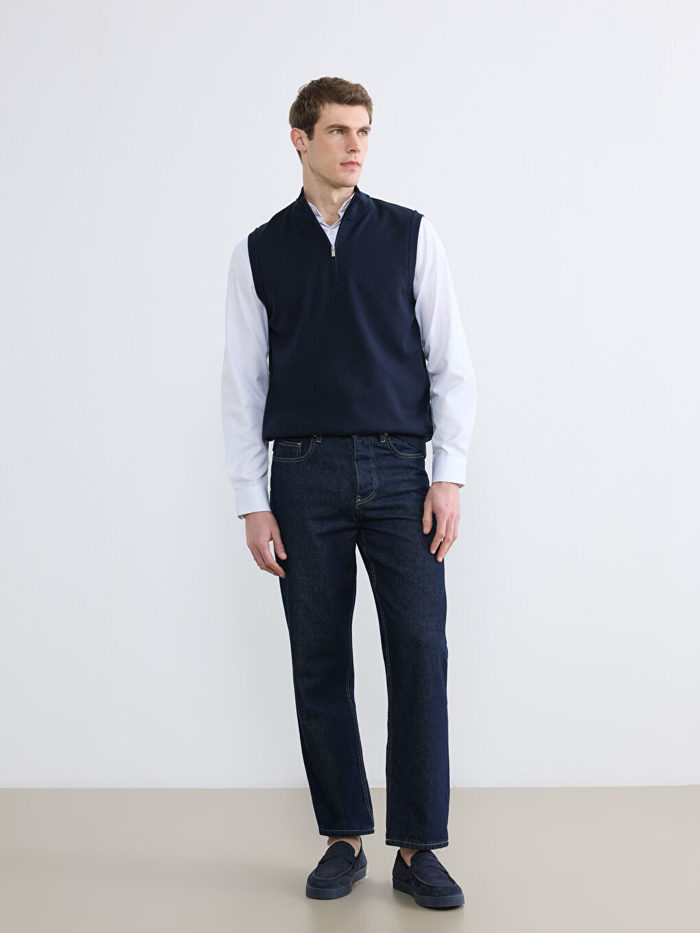 Lacivert Dik Yaka Erkek Triko Süveter-1