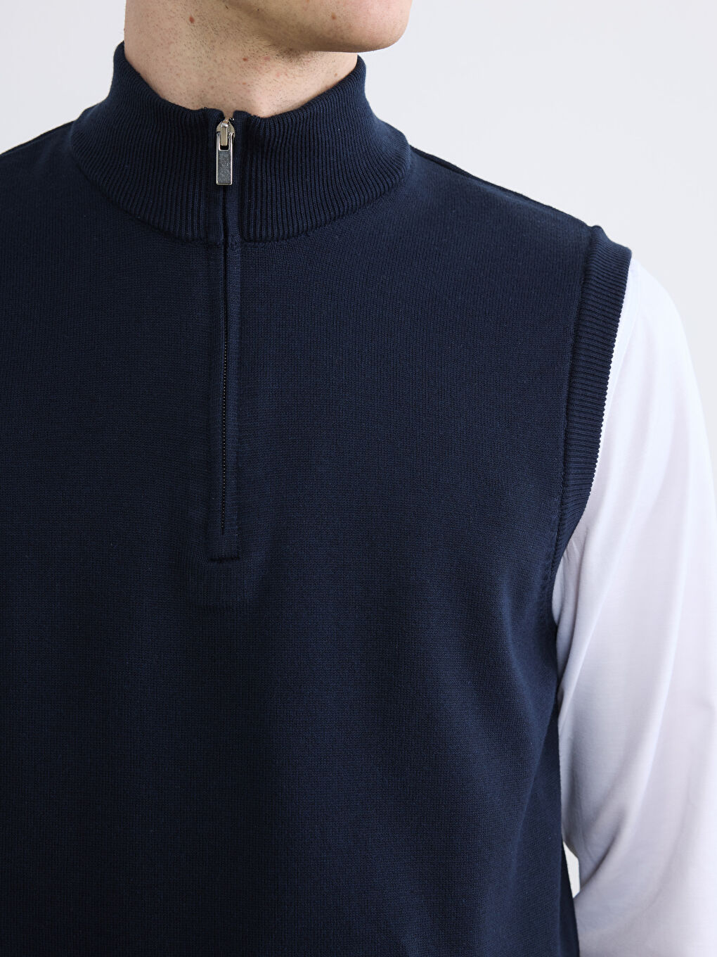 Lacivert Dik Yaka Erkek Triko Süveter-2