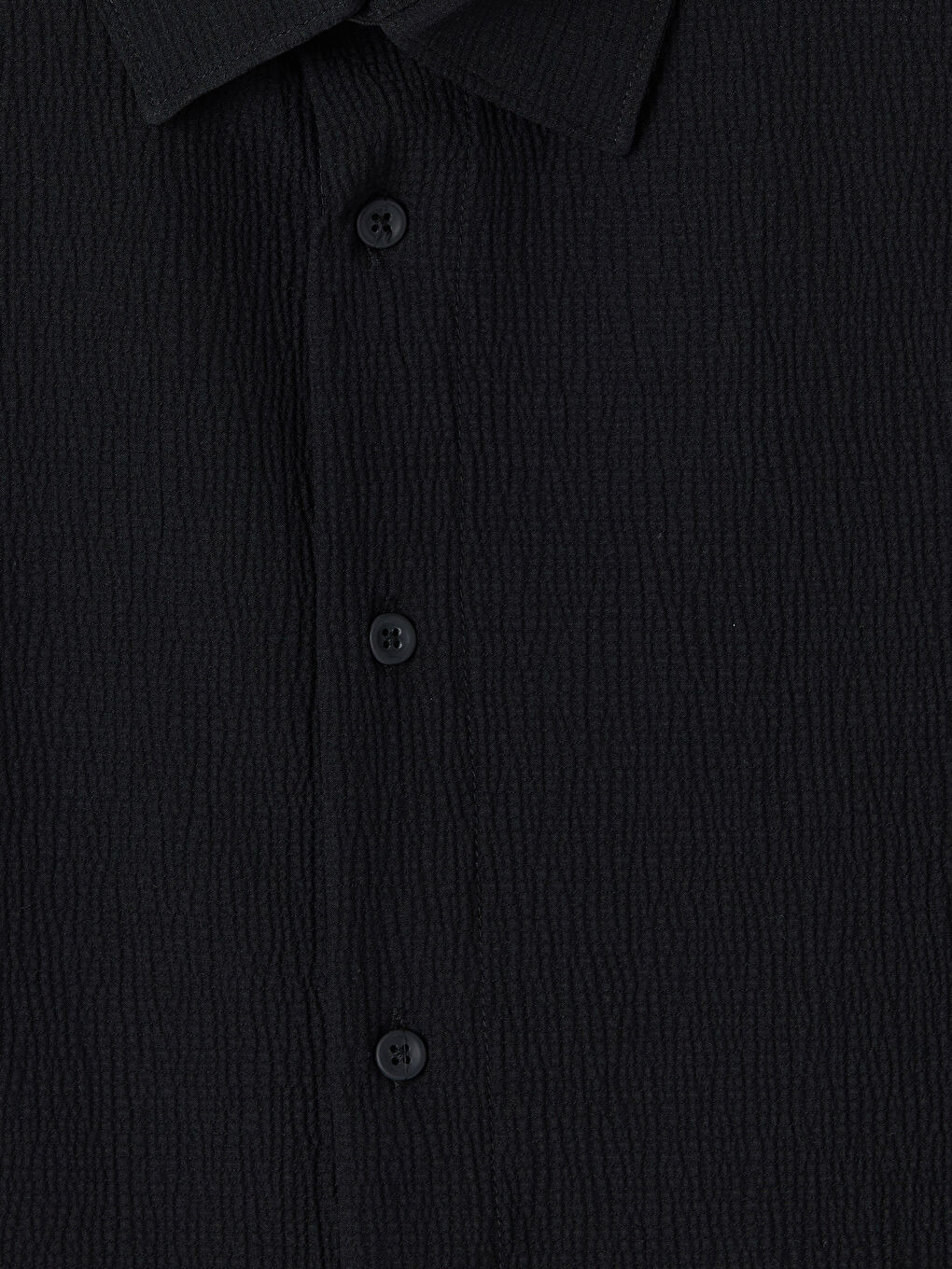 Siyah Regular Fit Erkek Dokulu Gömlek-2