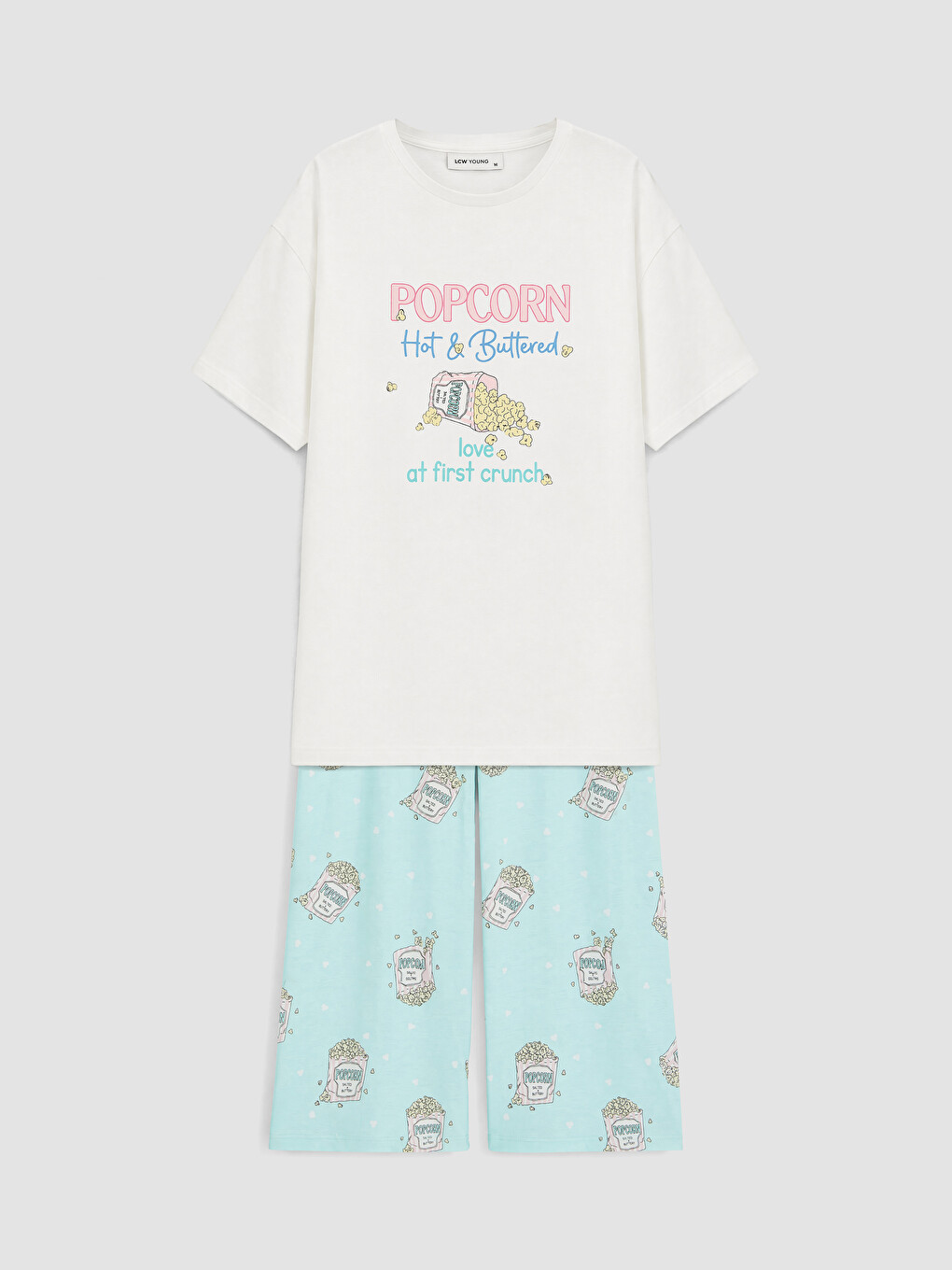 Turkuaz Bisiklet Yaka Kadın Kaprili Pijama Takımı