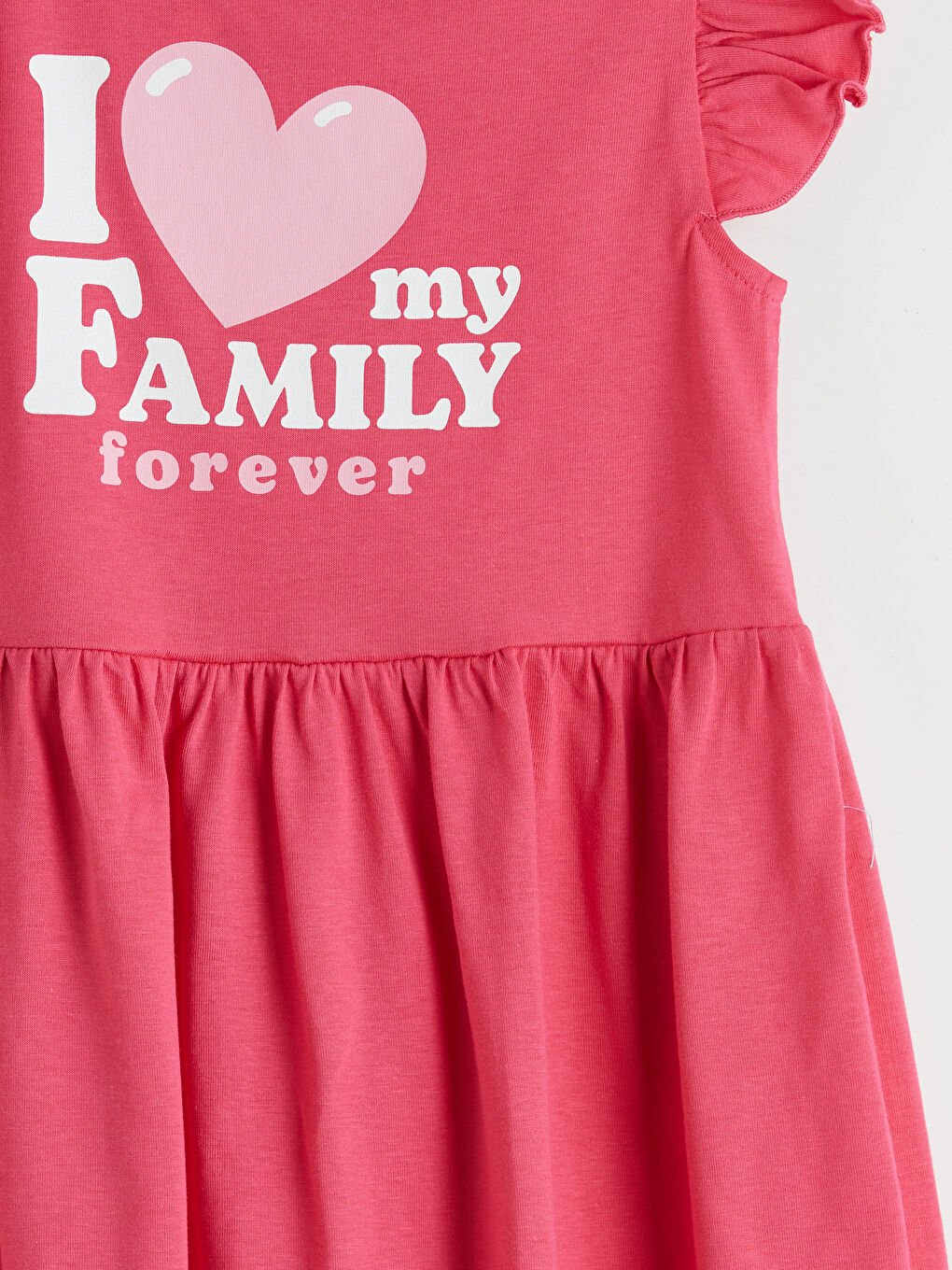Fuşya Bisiklet Yaka Volanlı Baskılı Kız Çocuk Elbise-2