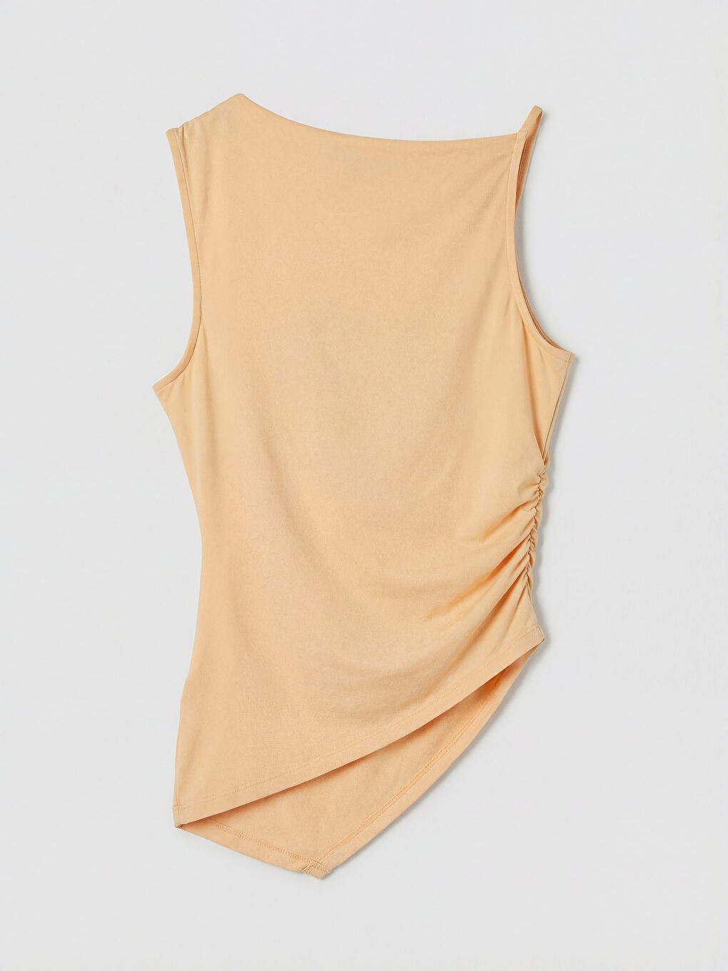 Turuncu Asimetrik Yaka Büzgülü Bluz-1