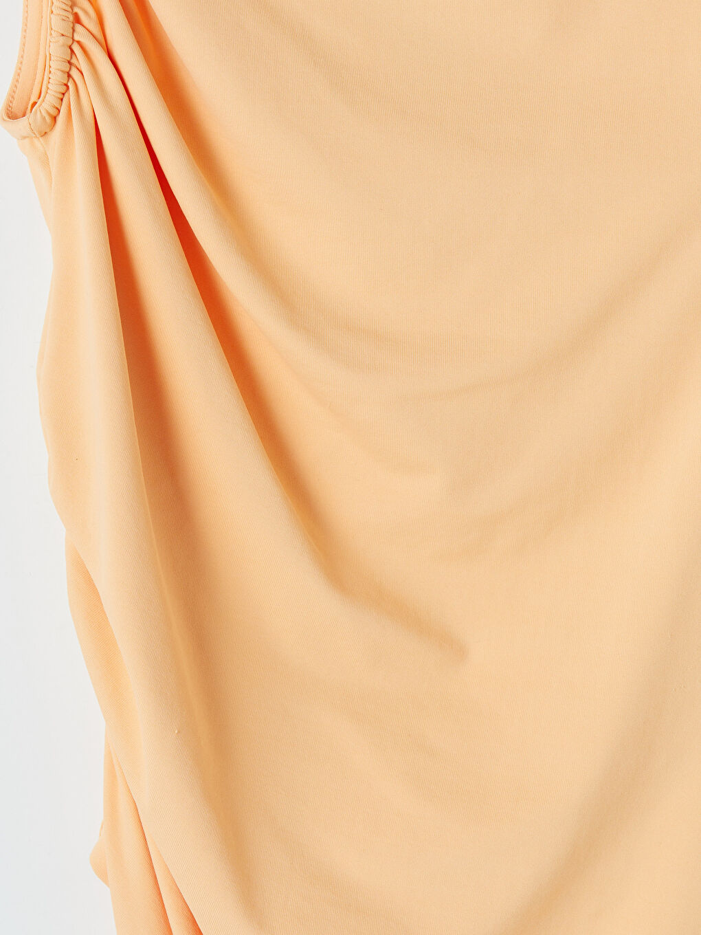 Turuncu Asimetrik Yaka Büzgülü Bluz-2