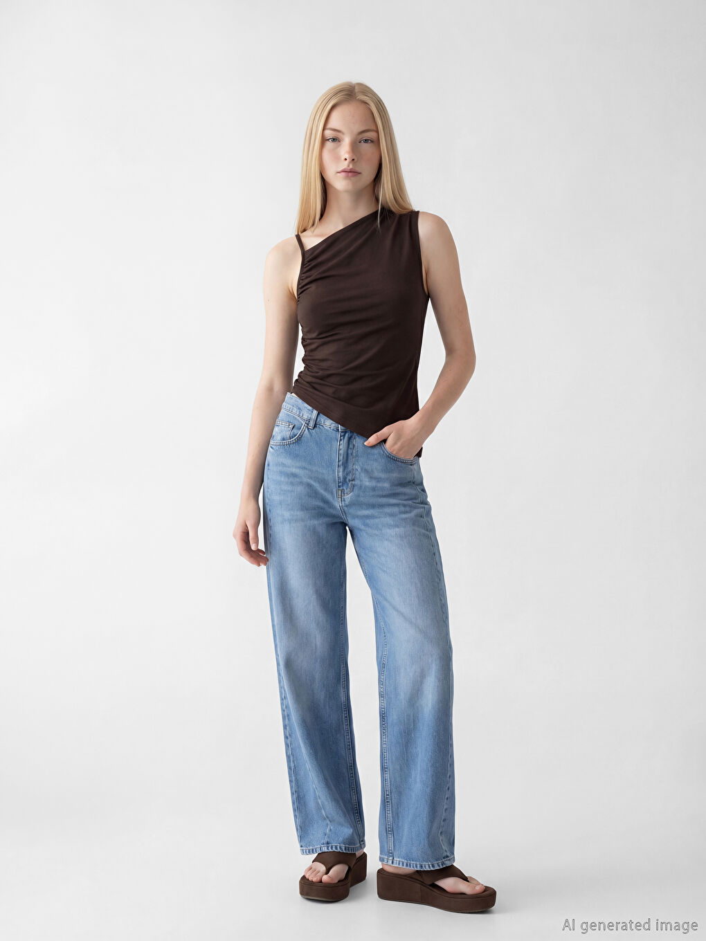 Bluză cu guler asimetric cu fronseuri-1