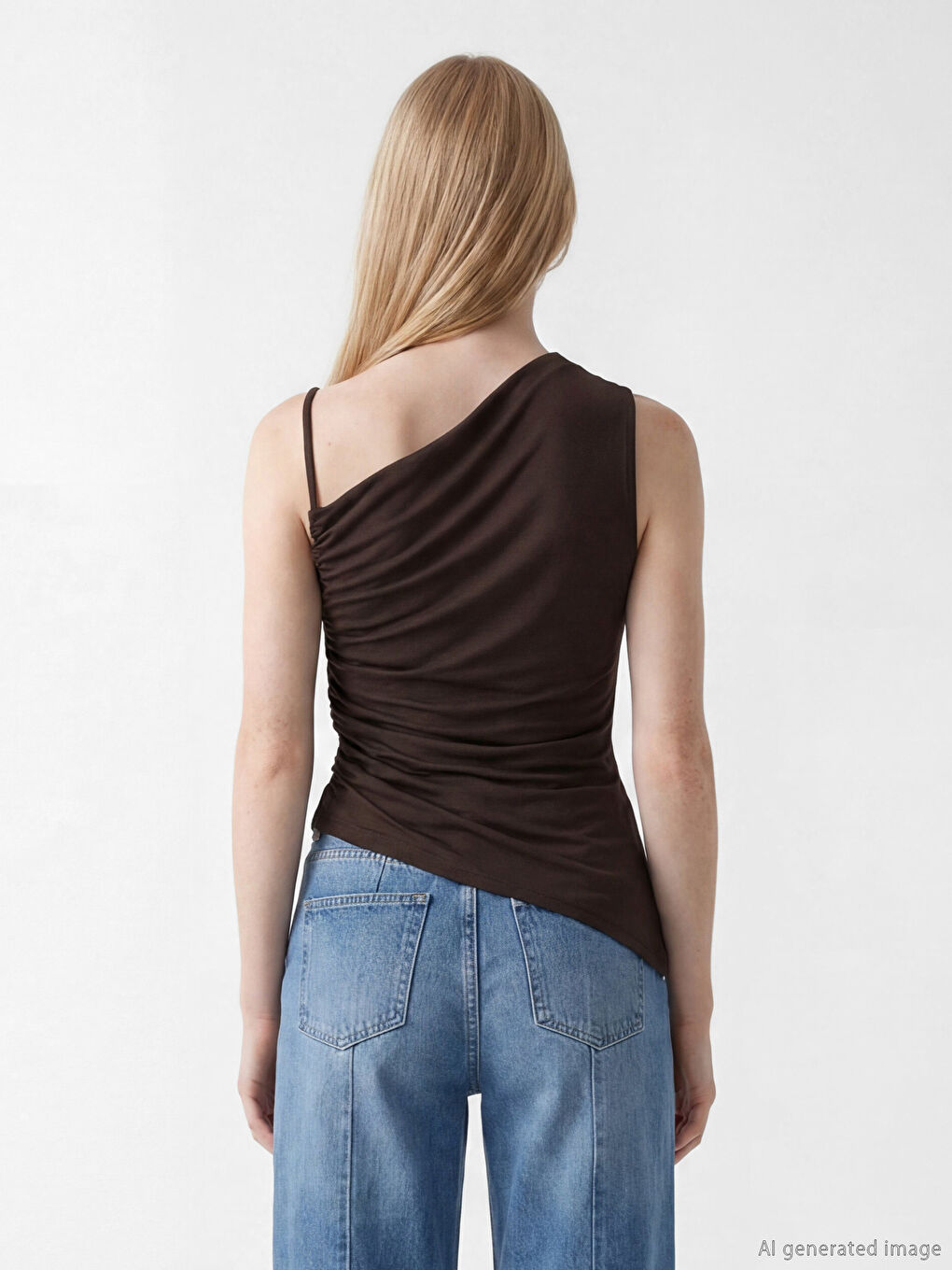 Bluză cu guler asimetric cu fronseuri-3